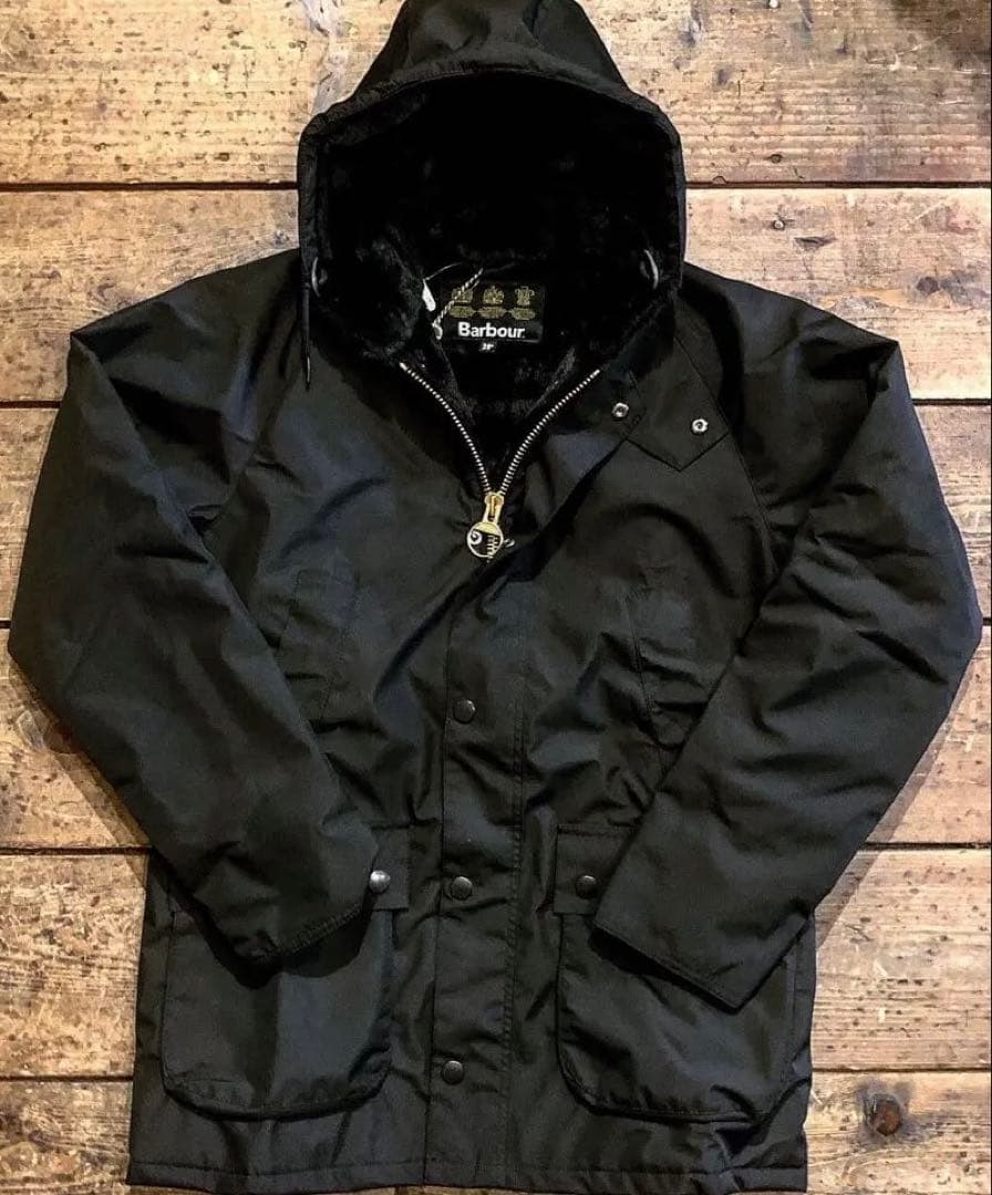 バブアー ブラック フーテッドビデイル ファーライナー ジャケット 40