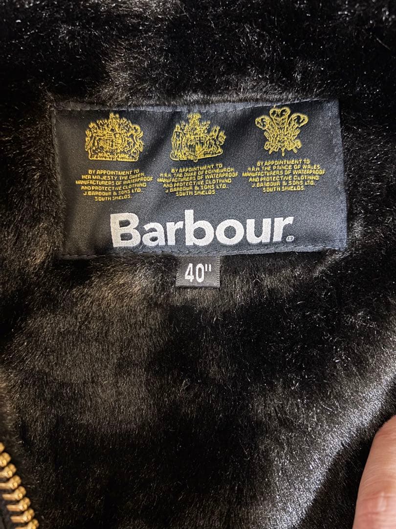 バブアー ブラック フーテッドビデイル ファーライナー ジャケット 40
