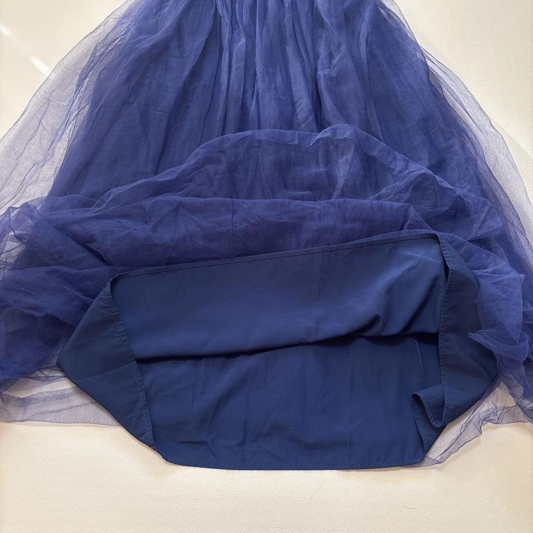 MYLAN マイラン チュール スカート マキシ丈 フレア ネイビー FREE