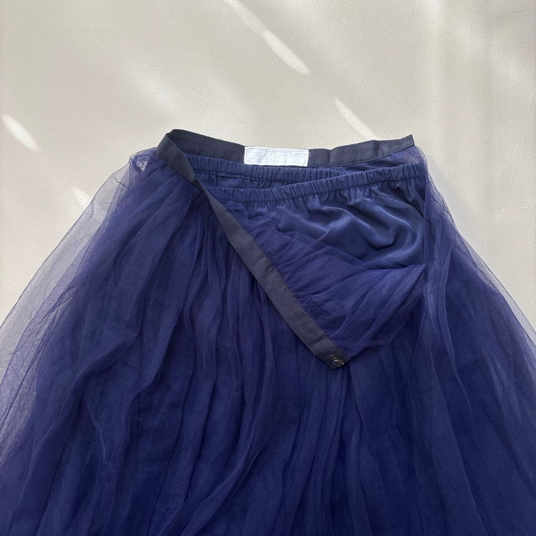 MYLAN マイラン チュール スカート マキシ丈 フレア ネイビー FREE