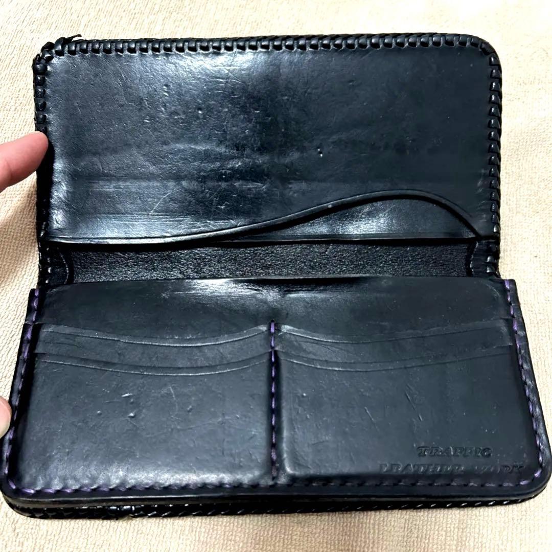 手縫いレザー黒長財布