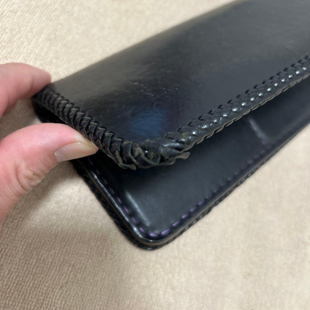 手縫いレザー黒長財布