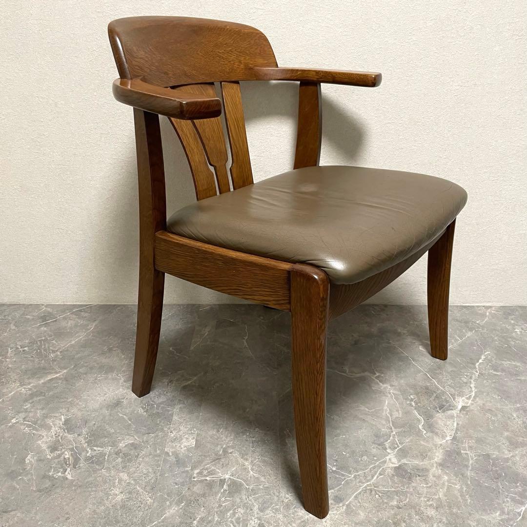 希少　辻木工　アームダイニングチェア② ヴィンテージ オーク無垢材 木製椅子