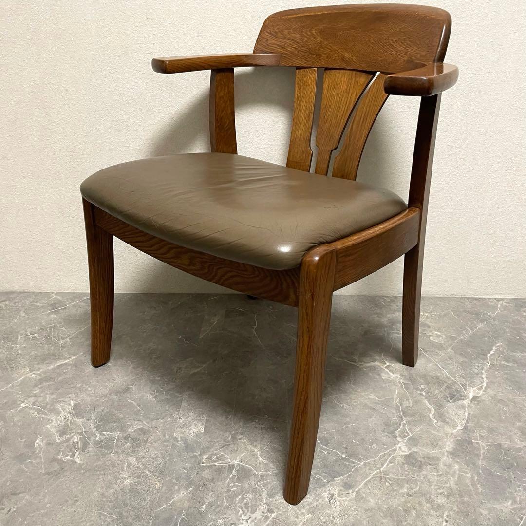 希少　辻木工　アームダイニングチェア② ヴィンテージ オーク無垢材 木製椅子