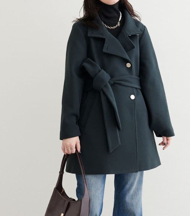 natural coutureスタンドカラーミドル丈コート【新品】