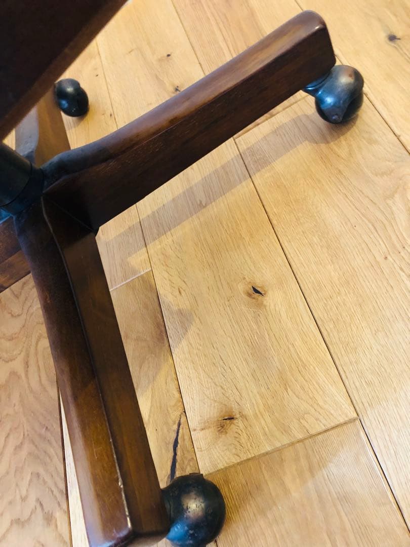 カリモク　ビンテージ　アンティーク　グリーンベルベット回転式デスクチェア