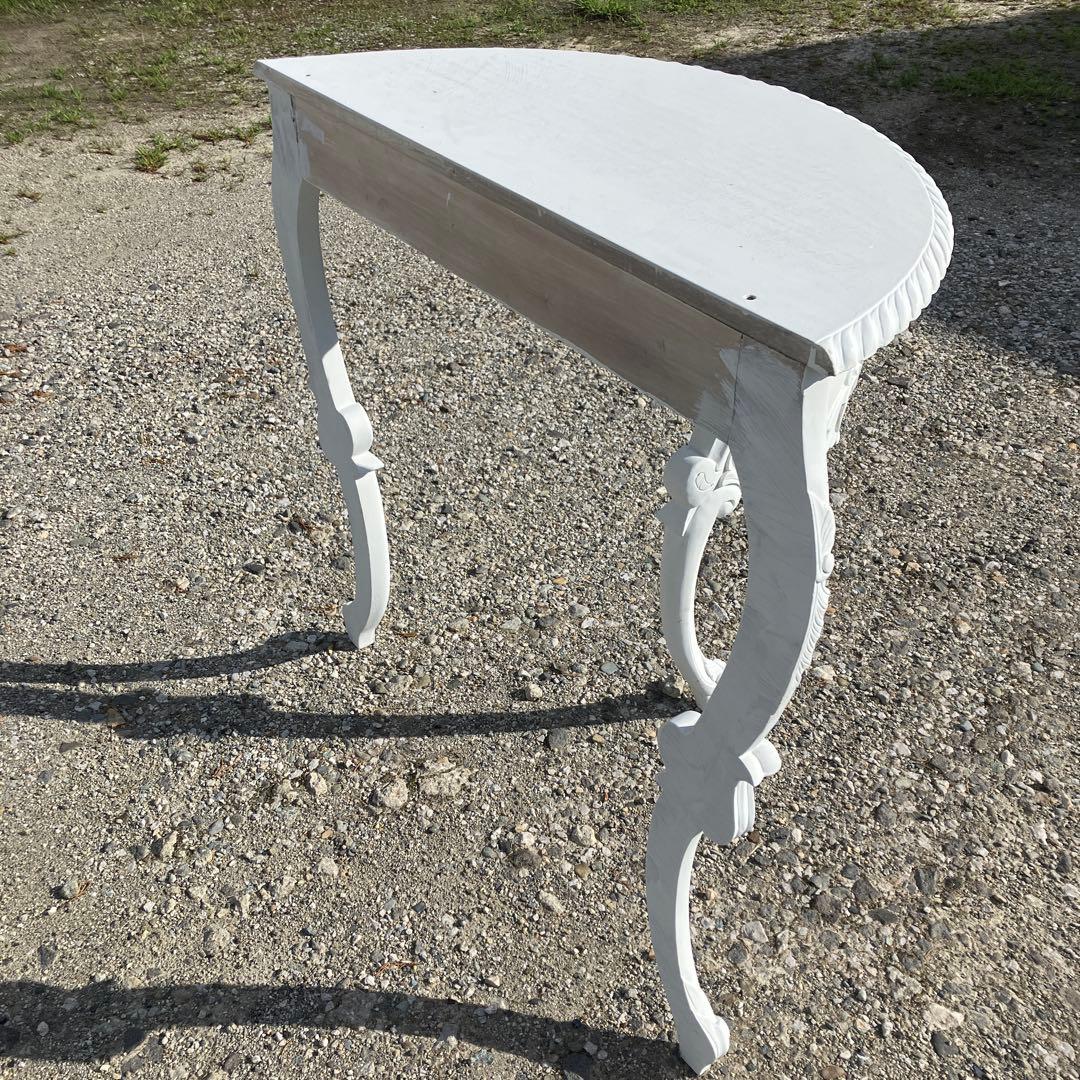 白 サイドテーブル 猫脚 玄関テーブル アンティーク 店舗什器 装飾台 飾り台