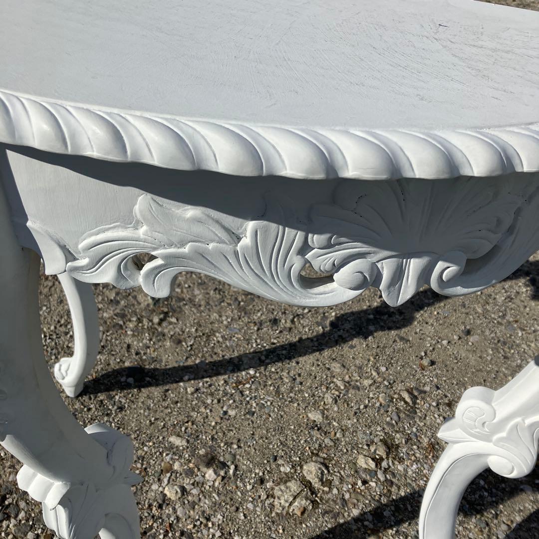 白 サイドテーブル 猫脚 玄関テーブル アンティーク 店舗什器 装飾台 飾り台