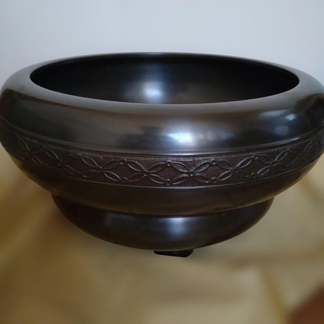 砂張銅 箪瓢 帯七宝紋 瓶掛 唐銅風炉師 黒瀬宗康