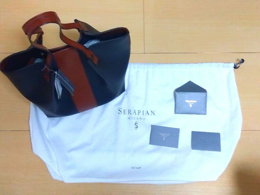 【新品未使用】SERAPIAN トート V Black/Cuoio