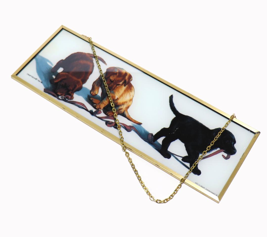 エイミー・ブラッケンベリー 赤いテープの子犬たち ヴィンテージステンドグラス