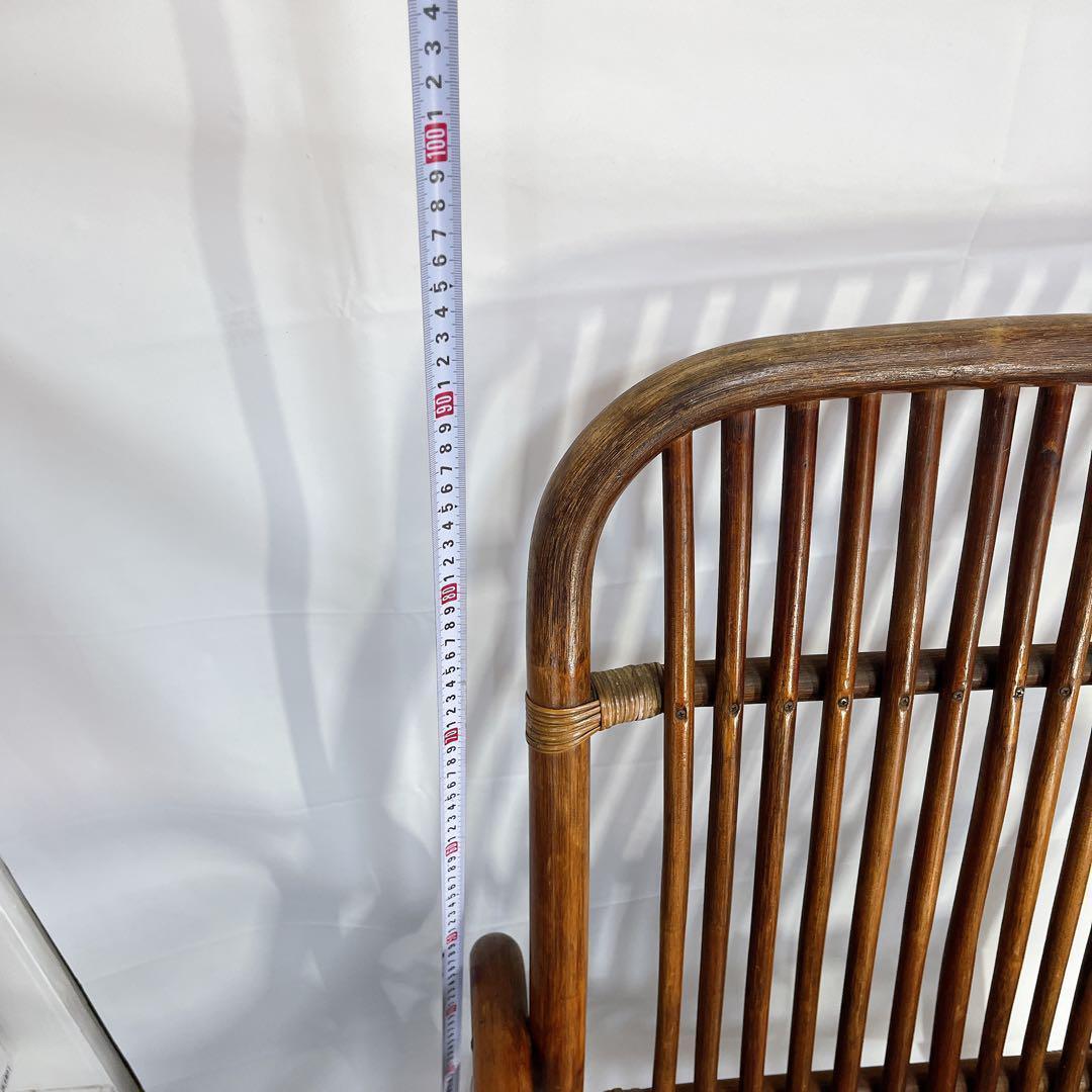 ラタン　藤　ヴィンテージ　チェア　昭和　レトロ　肘付き