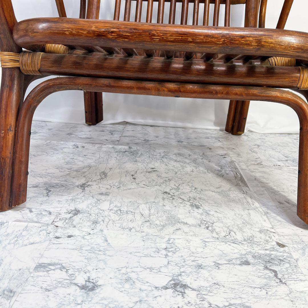 ラタン　藤　ヴィンテージ　チェア　昭和　レトロ　肘付き