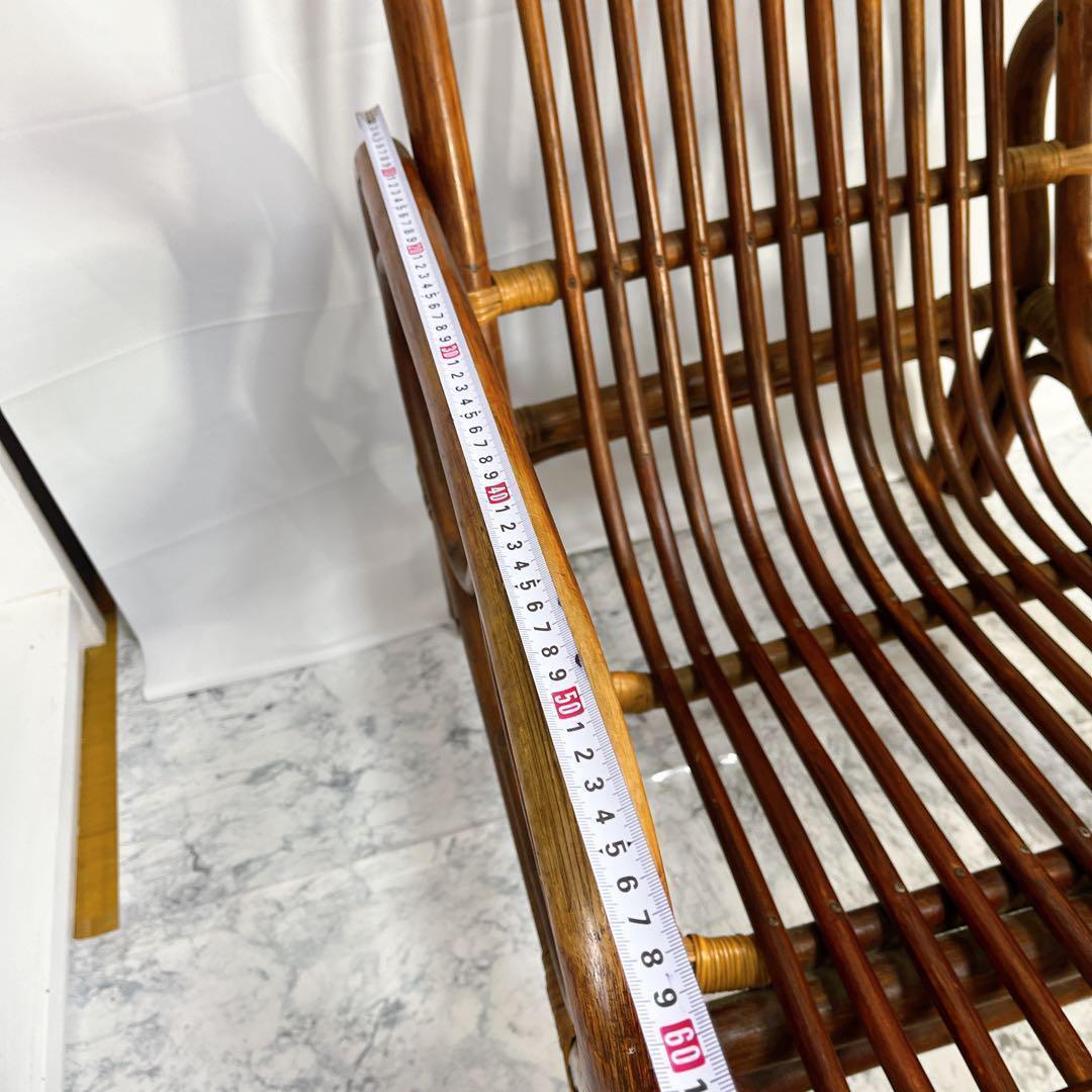 ラタン　藤　ヴィンテージ　チェア　昭和　レトロ　肘付き