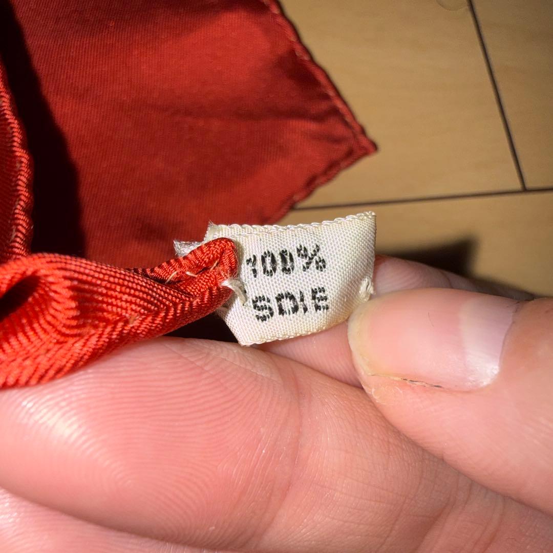 HERMES シルクスカーフ 赤金