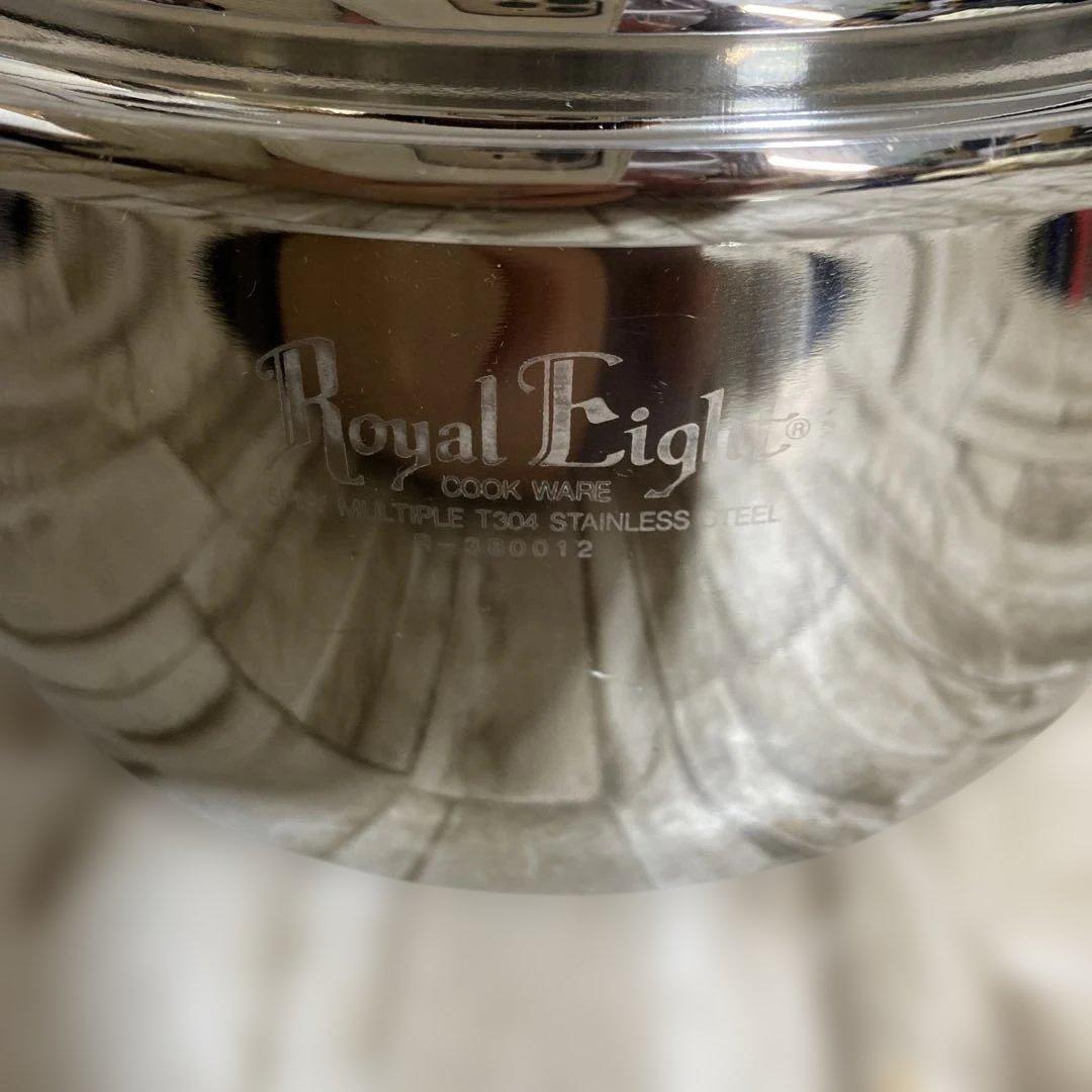  Eight ステンレス製両手鍋 中型 蓋付き３コート一回り大きい