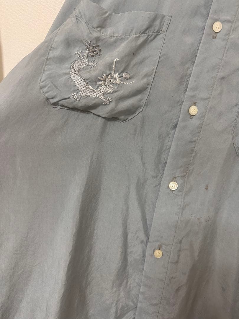 トップス ANCELLM AGING EMBROIDERY SHIRT SAX 25SS