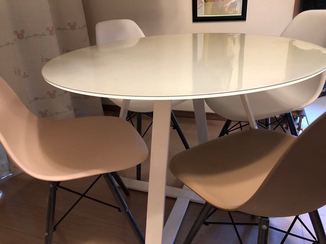 ※引き取り 円形ダイニングテーブル＋イームズ チェア4脚セット★ダイニングセット