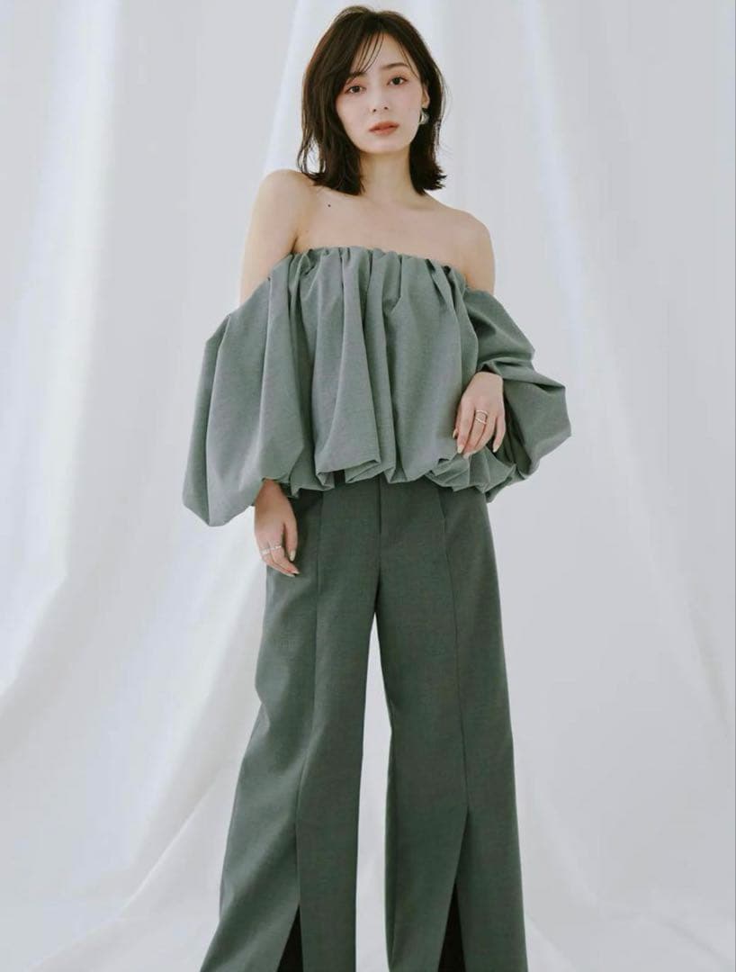 完売 anuans アニュアンス ボリュームバルーントップス グレー 新品未使用