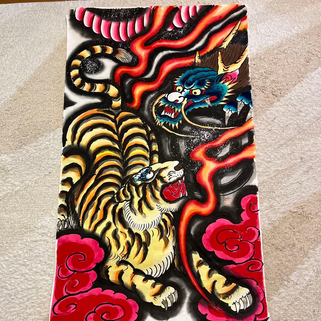 江戸凧　龍虎　絵紙