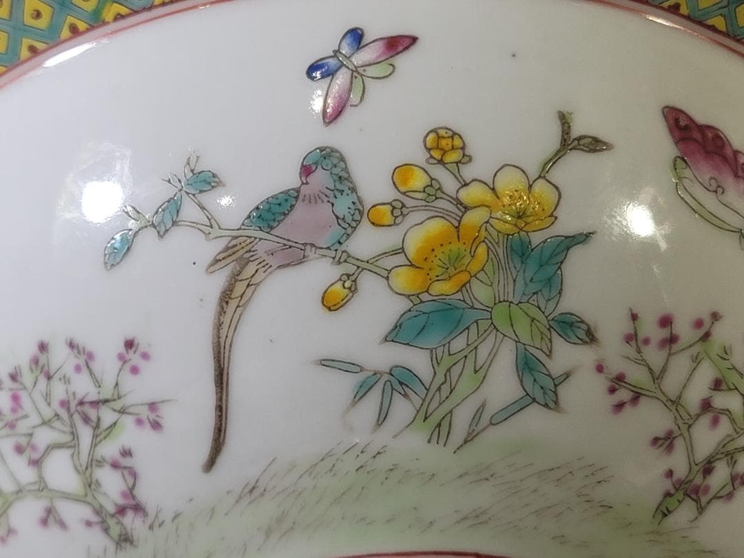 DT717 中国 色絵 蓋物 台付