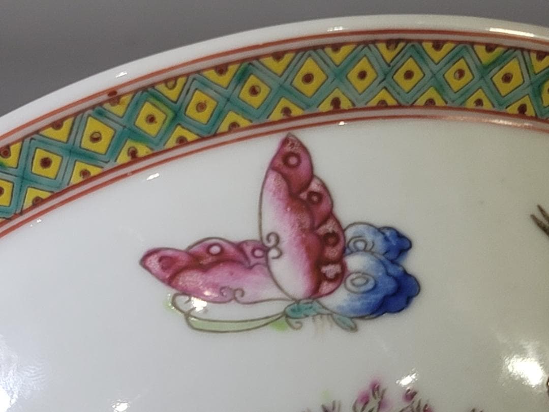 DT717 中国 色絵 蓋物 台付