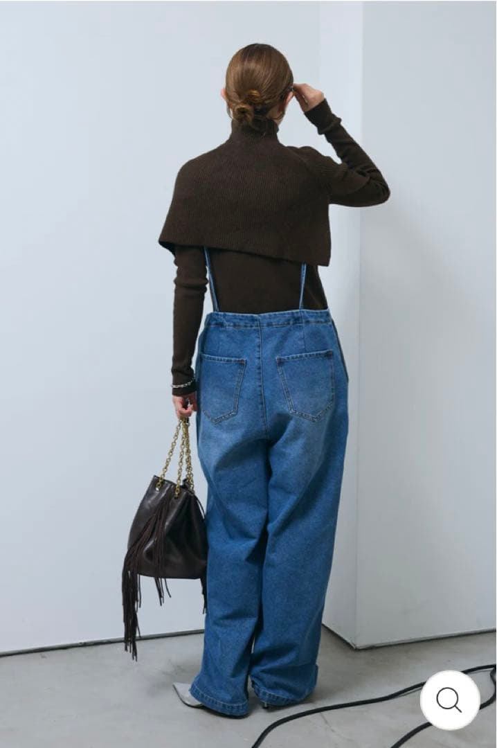 IAM ALPHA イアム ケープアンサンブルニット デニムサロペット セット