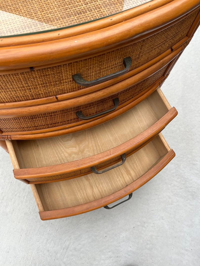 籐 ラタン ドレッサー チェスト ミラー 鏡 引き出し インテリア