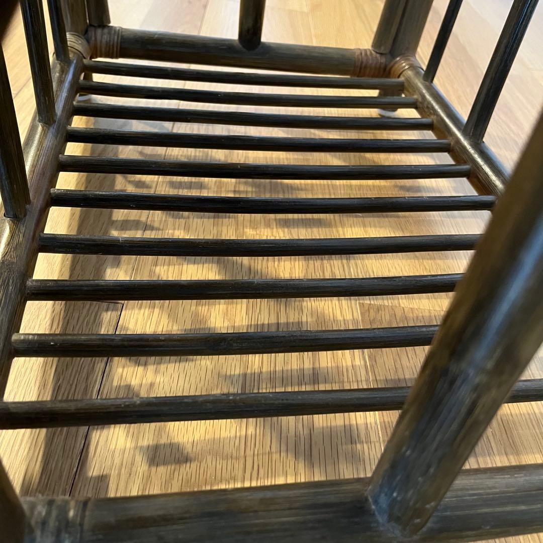 ラタン サイドテーブル マガジンラック 籐家具 レトロ アンティーク調