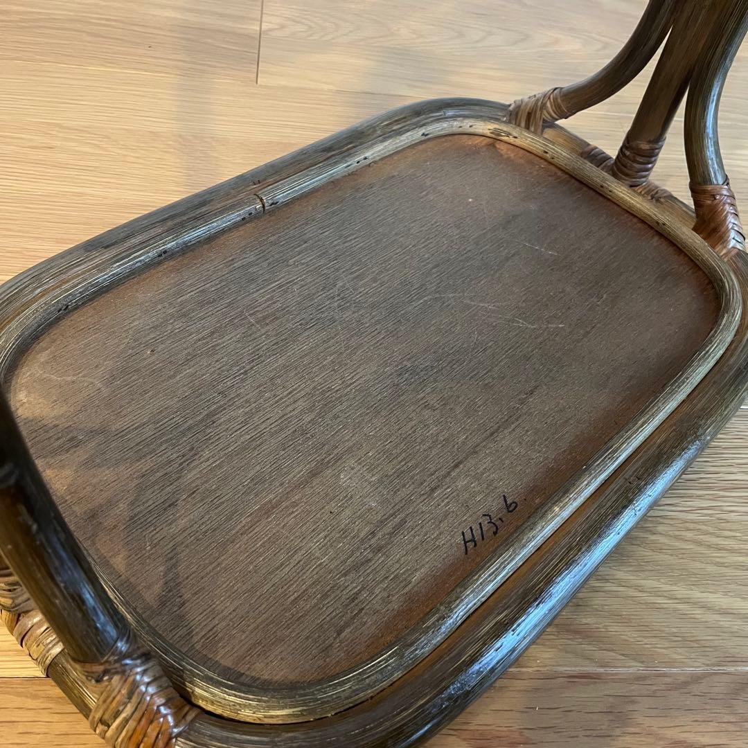 ラタン サイドテーブル マガジンラック 籐家具 レトロ アンティーク調