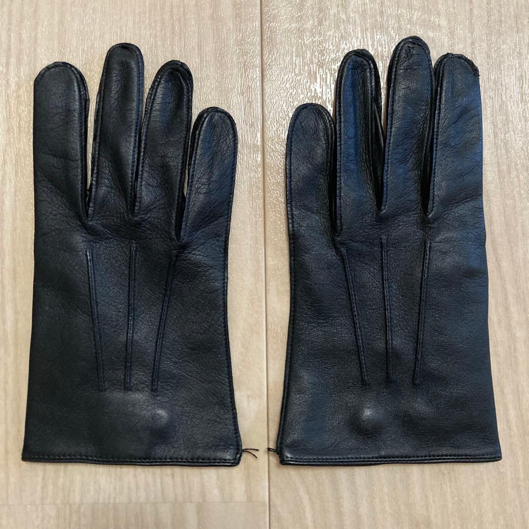 DENTS ブラック レザーグローブ　黒　7.5