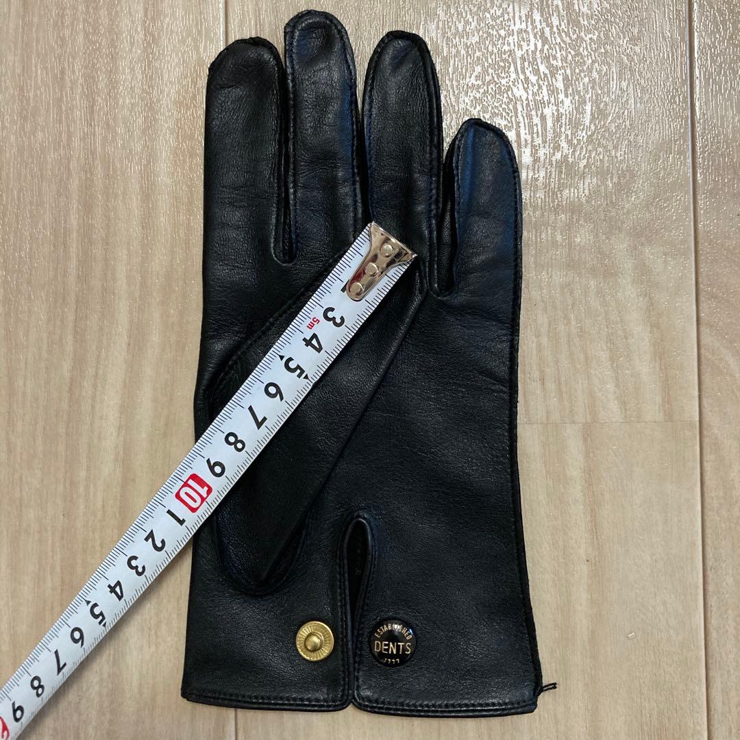 DENTS ブラック レザーグローブ　黒　7.5