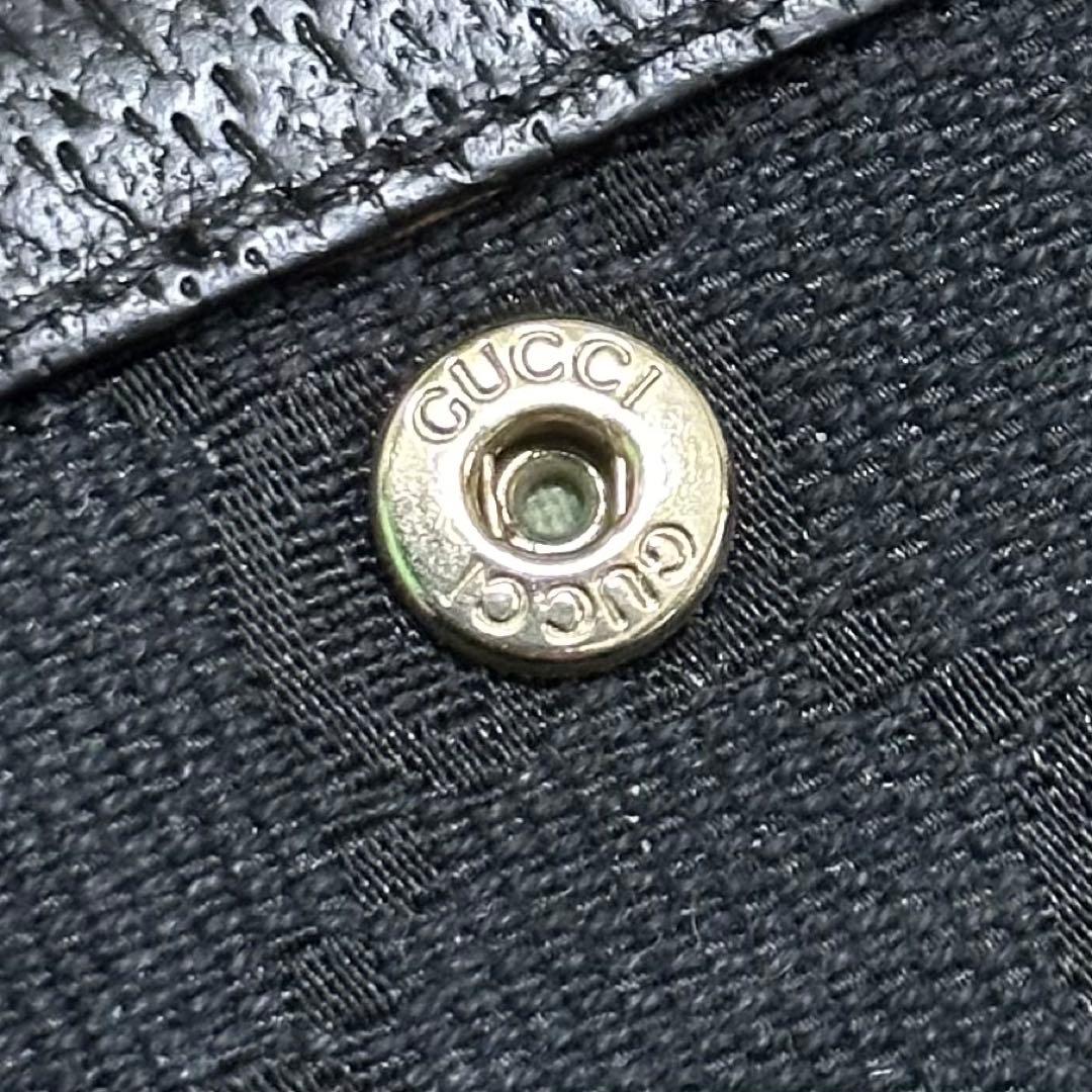 GUCCI グッチ　折り財布　ガマ口　メタルロゴ　キャンバス　GG ブラック