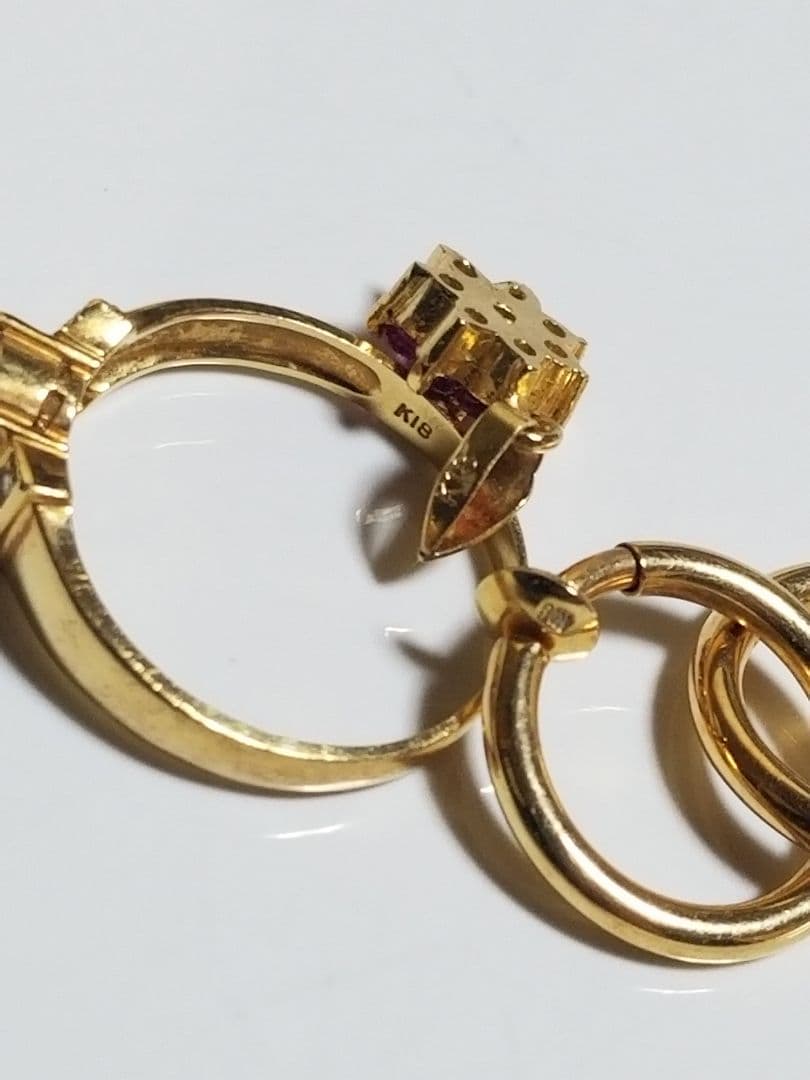 ク*ー様 中古18Kゴールドリングとイヤリングネックレス、4.61グラム