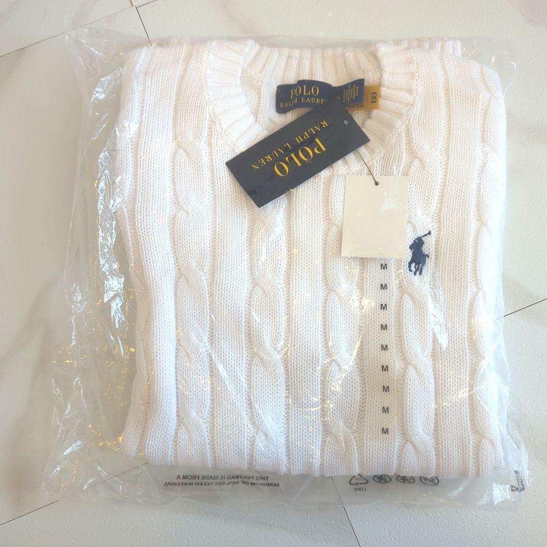 Polo Ralph Lauren ケーブルニット 半袖 M ホワイト
