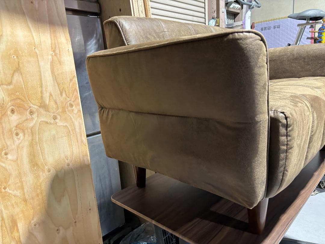 さあラブソファ ヴィンテージレザー調 アロンザ ウッドフレーム 二人掛け