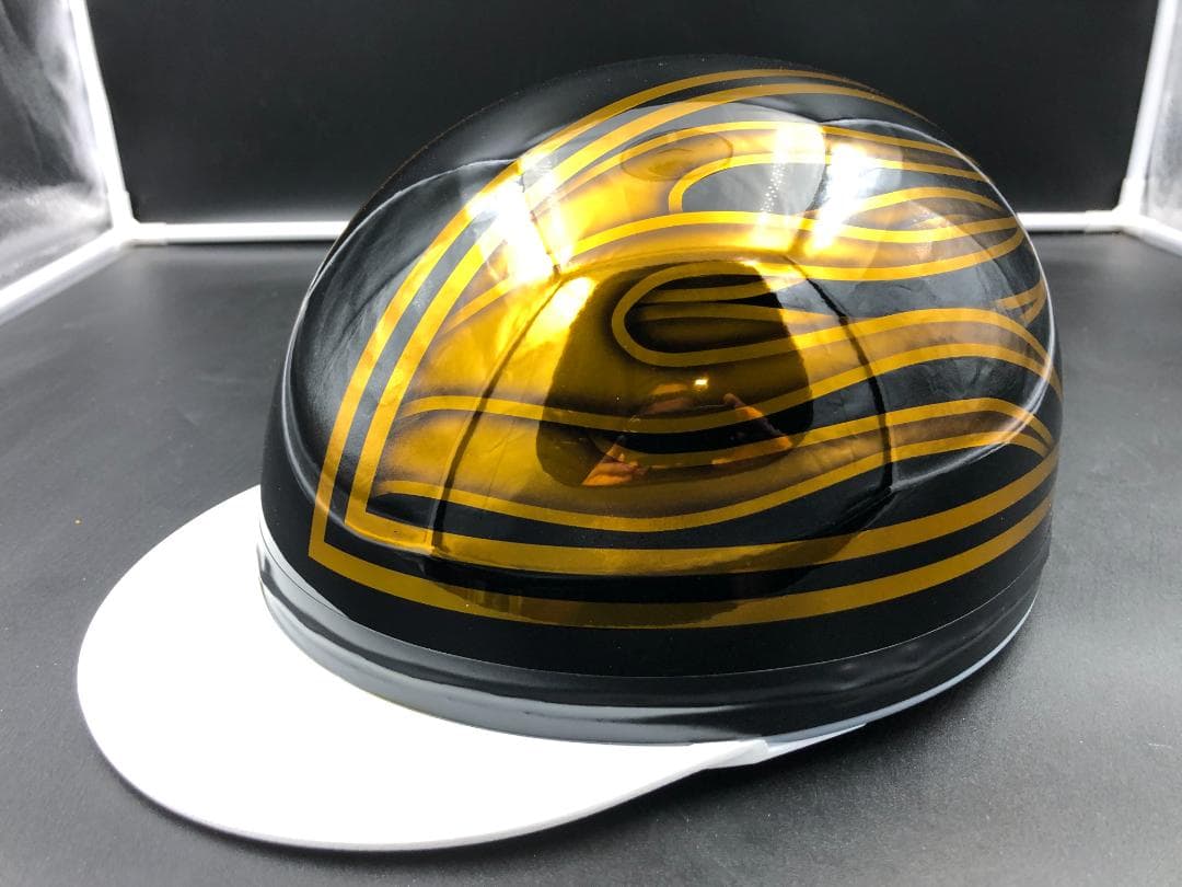 コルク半　カスタム　三つボタン　ファイヤーパターン　ブラックゴールドメッキ