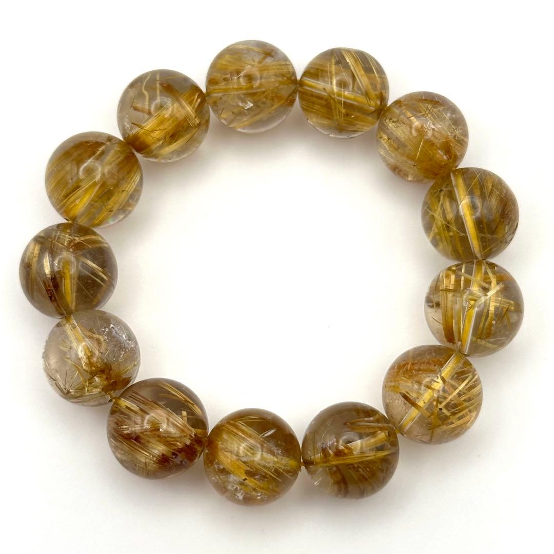 大玉ゴールドルチルクォーツ ブレスレット 約14mm