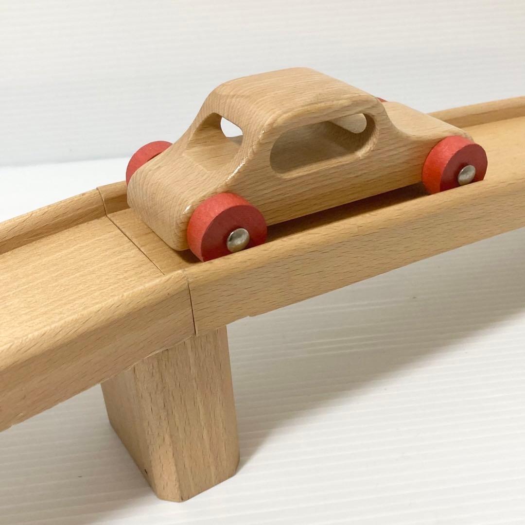 デュシマ社 木製 赤いカー 白木 デュシマ鉄橋 知育玩具