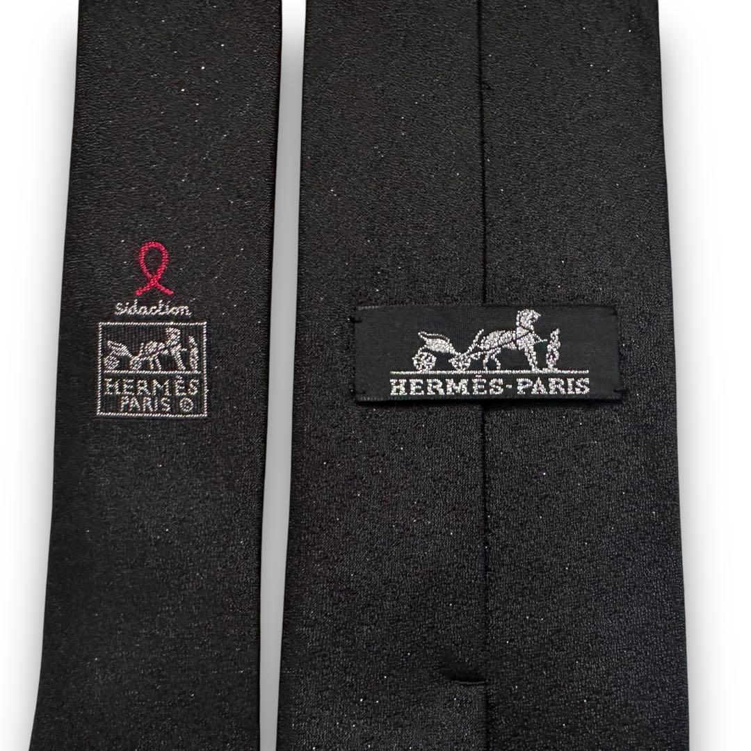 美品✨HERMES ネクタイ　エルメス　ソリッド　ラメ　無地　華やか　結婚式