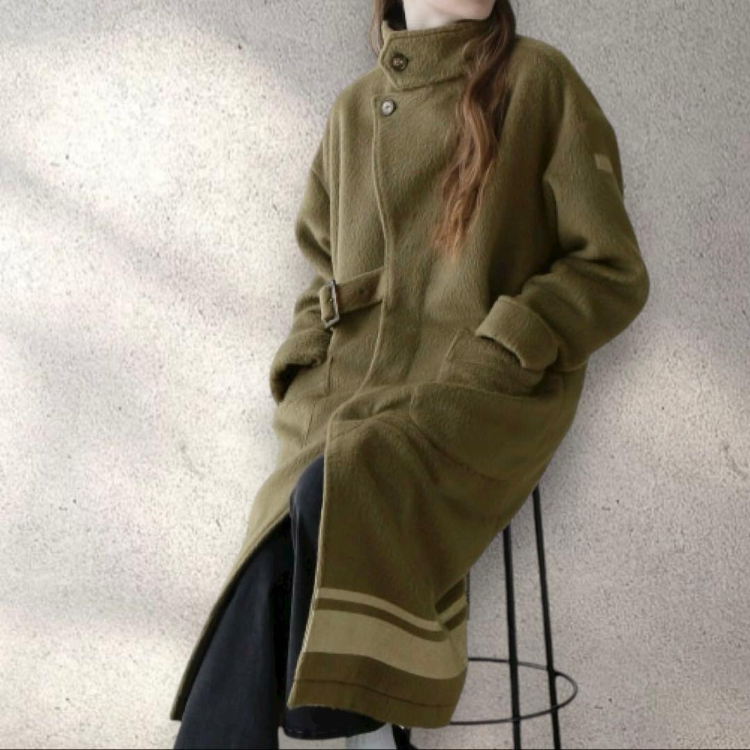 【美品］AVIREX　アヴィレックス　スライバーニット ロングコート　ミリタリー