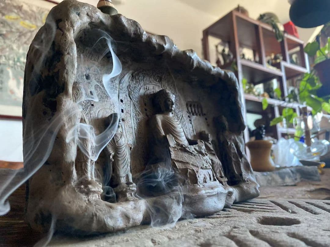 仏教美術 龍門石窟青灯古仏 仏像 禅意 鎮宅 倒流香 装飾品 工芸品 置物