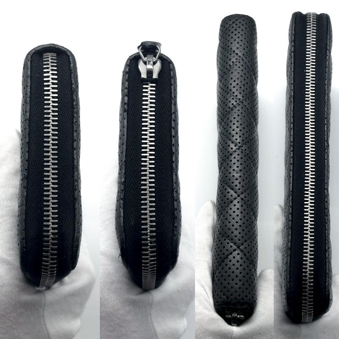 【極美品✨】シャネル 長財布 マトラッセ パンチング ラウンドジップ