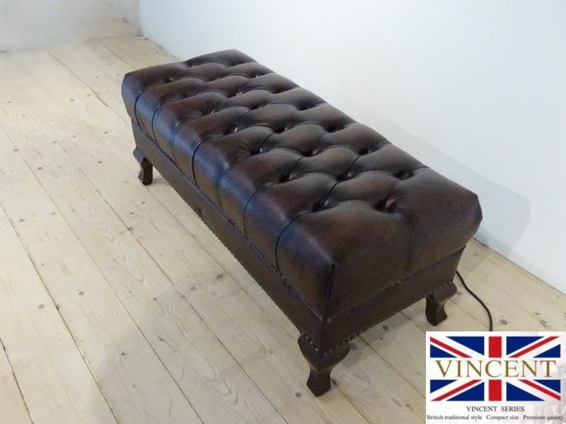 VINCENT/ヴィンセント　ロングスツール　本革　英国ヴィンテージ