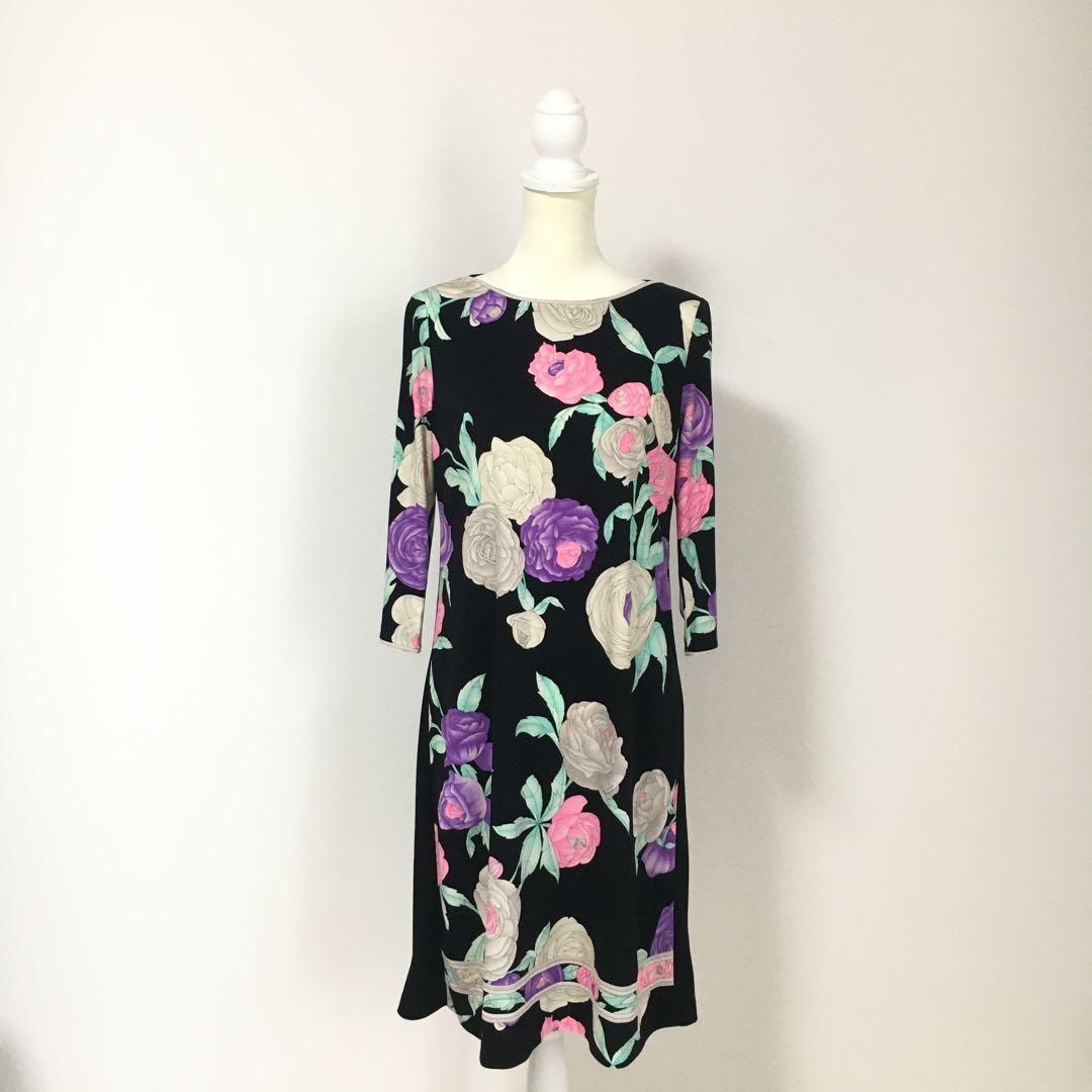 美品　LEONARD レオナール カンカン　ストレッチ　ワンピース