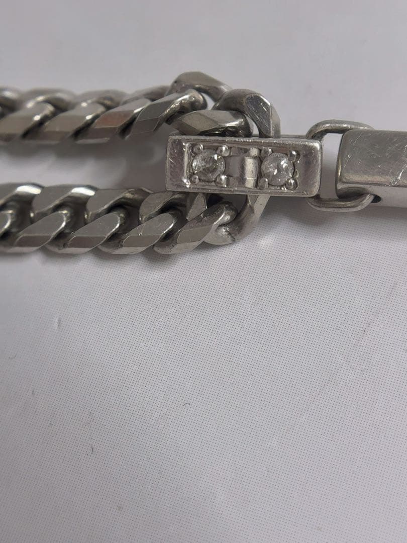 ◎1244- silvk+32 0.04ダイヤ付き　チェーンネックレス