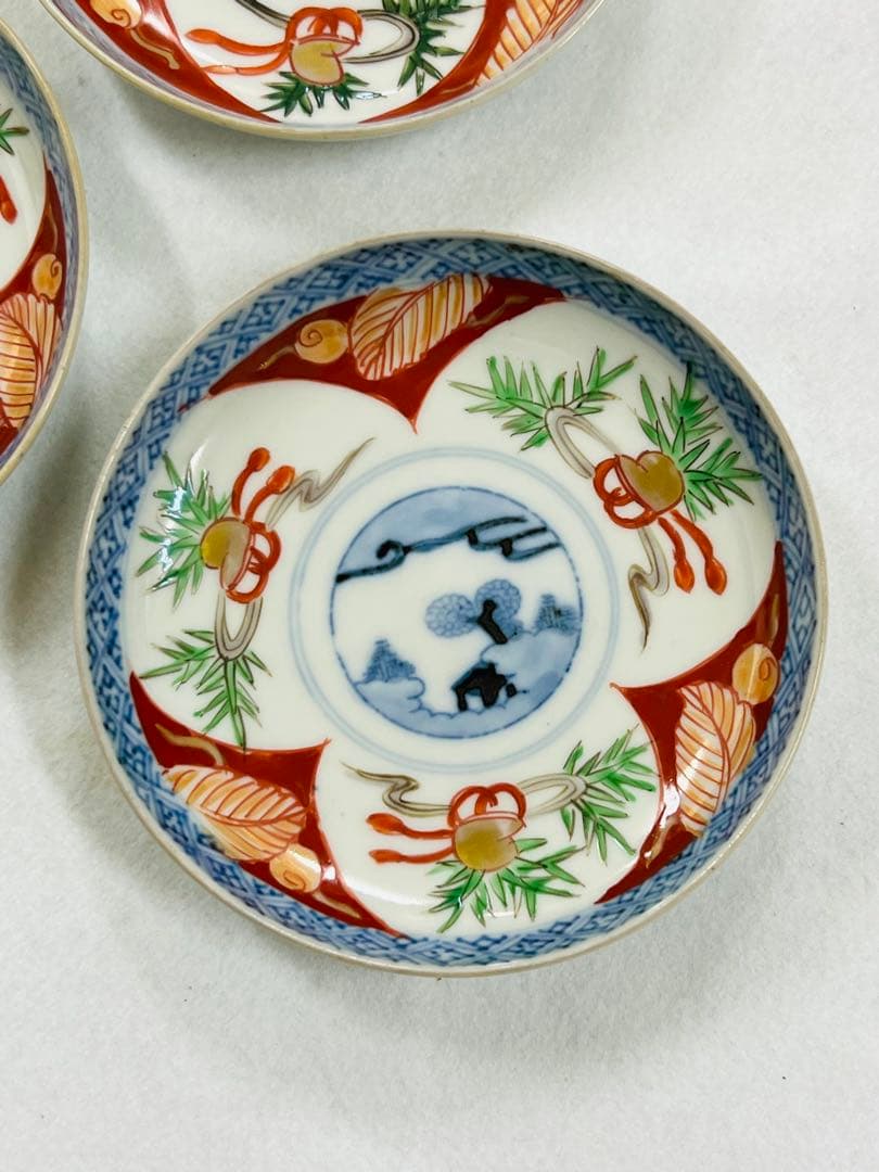 江戸時代？古伊万里　色絵小皿　5枚　1枚カケあり
