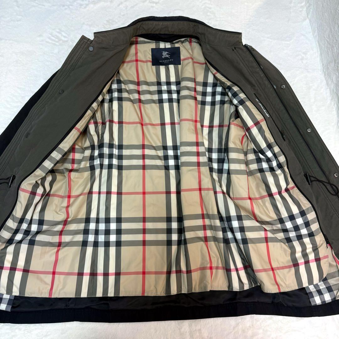 美品✨バーバリー　ステンカラーコート　ノバチェック　ブラック　XLサイズ
