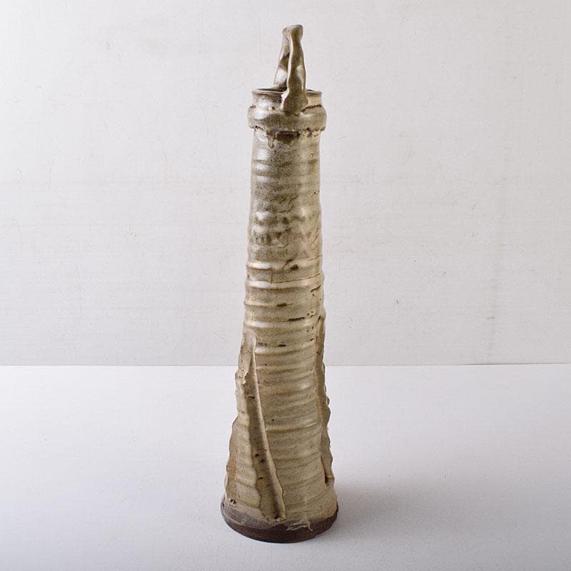 薩摩焼　古薩摩　大へら持ち手付　細長花生　花瓶　時代箱　M　R8727