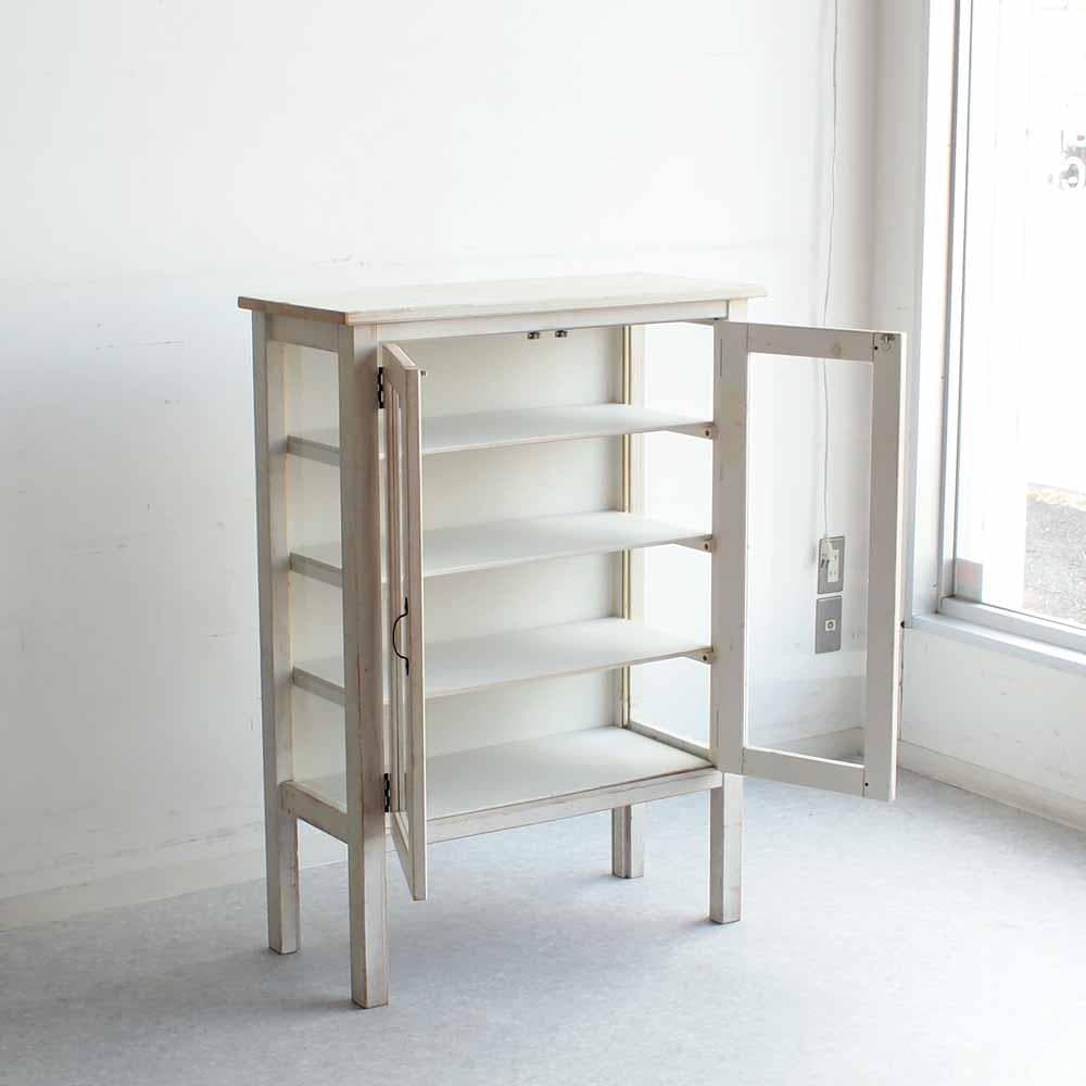 シャビーシック ガラスキャビネット 80cm ZR23327